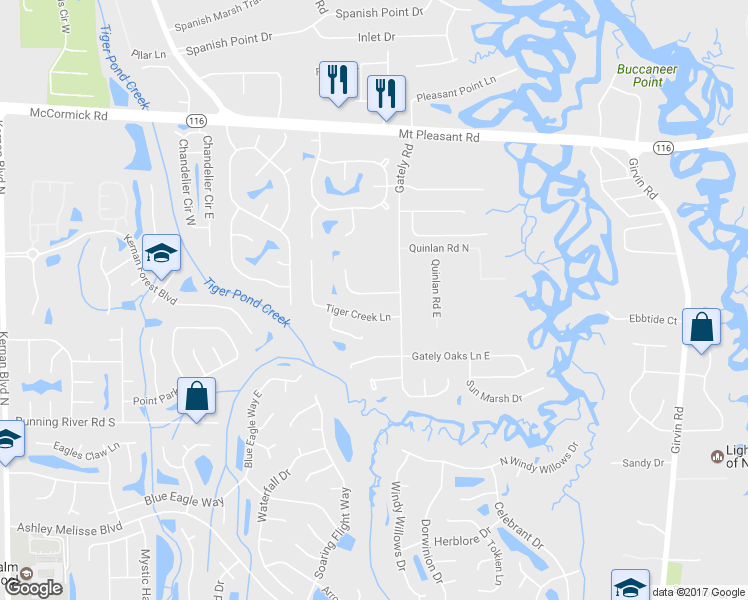 map of restaurants, bars, coffee shops, grocery stores, and more near 12358 Gately Ridge Court in Jacksonville