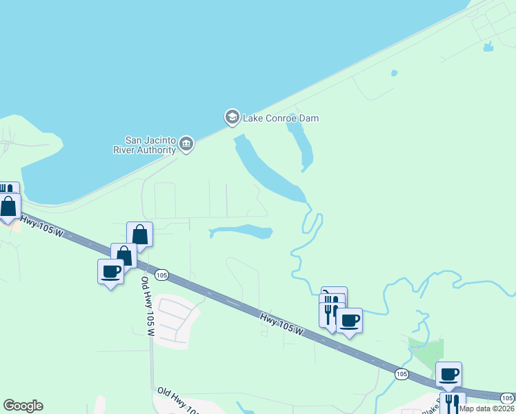 map of restaurants, bars, coffee shops, grocery stores, and more near 13334 Fultz Road in Conroe