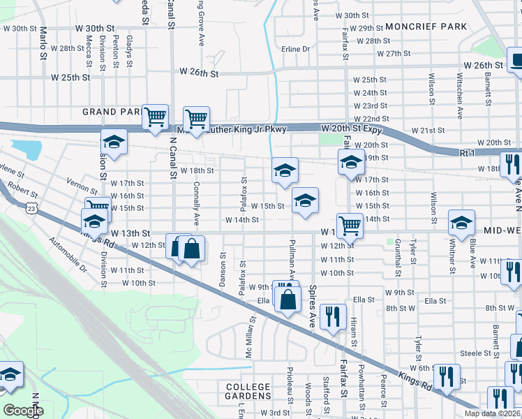 map of restaurants, bars, coffee shops, grocery stores, and more near 2412 Mc Millan Street in Jacksonville