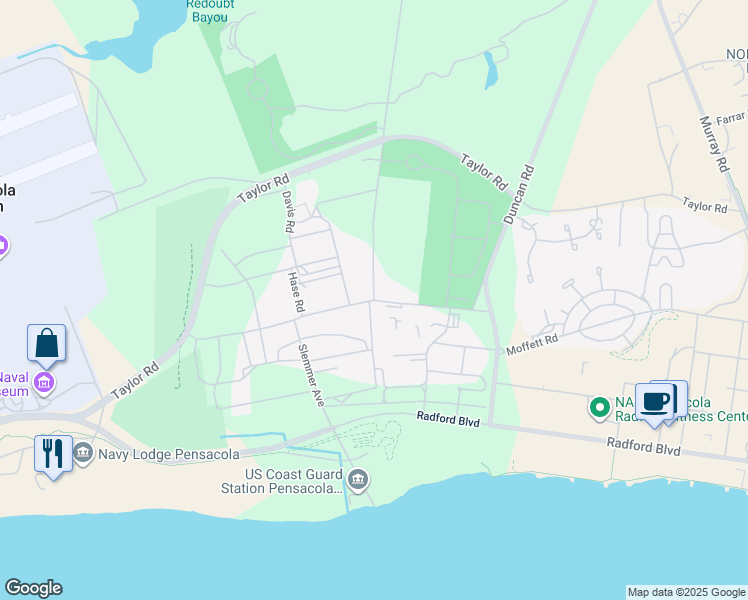 map of restaurants, bars, coffee shops, grocery stores, and more near 80 Hovey Road in Pensacola