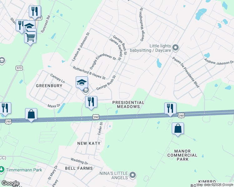 map of restaurants, bars, coffee shops, grocery stores, and more near 12944 White House Street in Manor