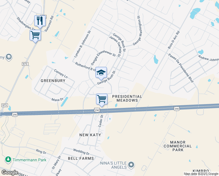 map of restaurants, bars, coffee shops, grocery stores, and more near 13316 John Tyler Street in Manor