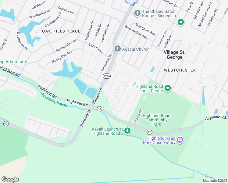 map of restaurants, bars, coffee shops, grocery stores, and more near 321 West Plantation Ridge Court in Baton Rouge