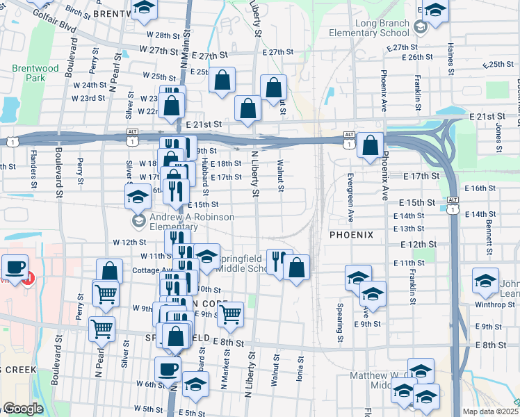 map of restaurants, bars, coffee shops, grocery stores, and more near 2406 North Liberty Street in Jacksonville
