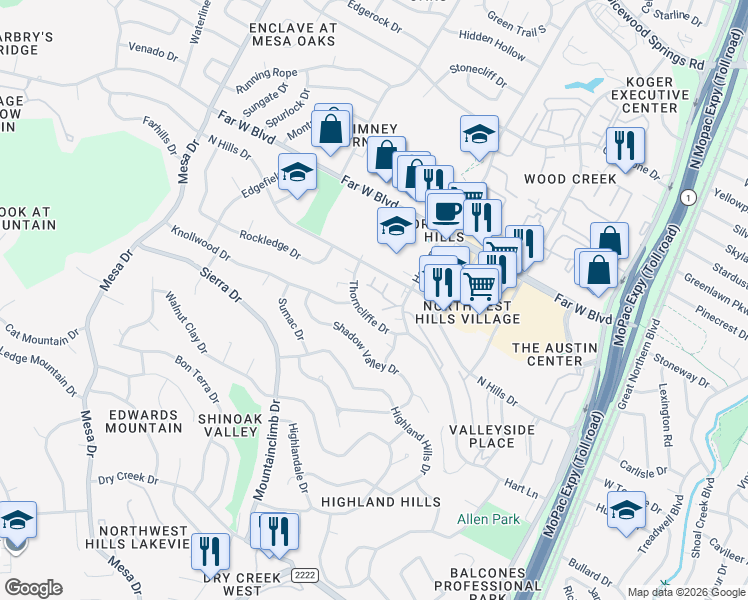 map of restaurants, bars, coffee shops, grocery stores, and more near 6910 Hart Lane in Austin