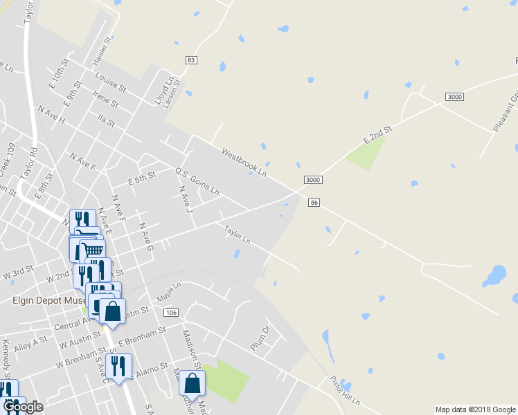 map of restaurants, bars, coffee shops, grocery stores, and more near 808 East 2nd Street in Elgin