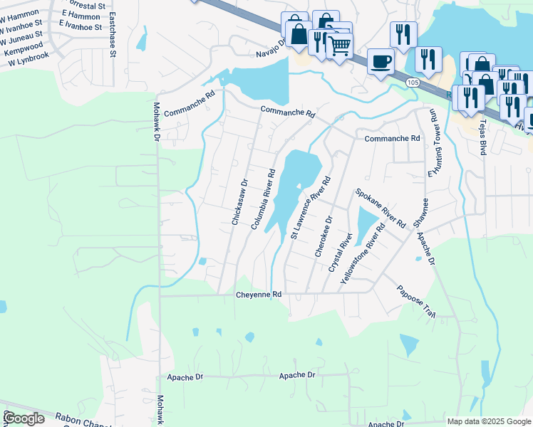 map of restaurants, bars, coffee shops, grocery stores, and more near 901 Columbia River Road in Montgomery