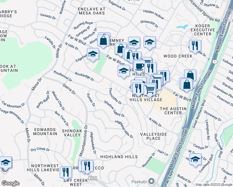 map of restaurants, bars, coffee shops, grocery stores, and more near 6910 Hart Lane in Austin