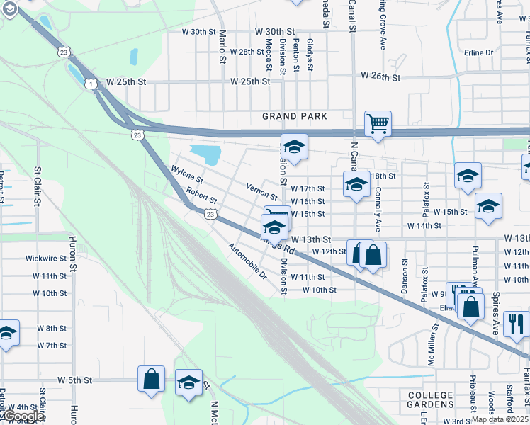 map of restaurants, bars, coffee shops, grocery stores, and more near 2430 Wylene Street in Jacksonville
