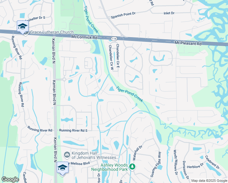 map of restaurants, bars, coffee shops, grocery stores, and more near 12575 Kernan Forest Boulevard in Jacksonville