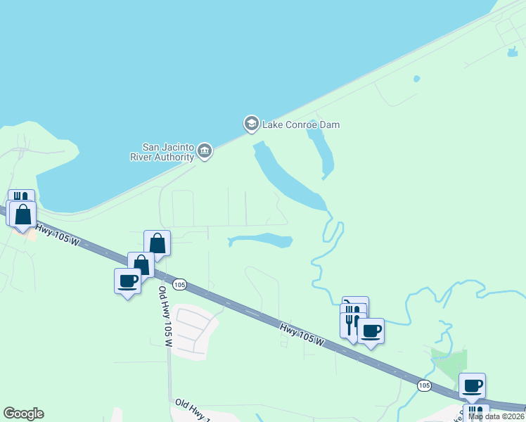 map of restaurants, bars, coffee shops, grocery stores, and more near 13334 Fultz Road in Conroe