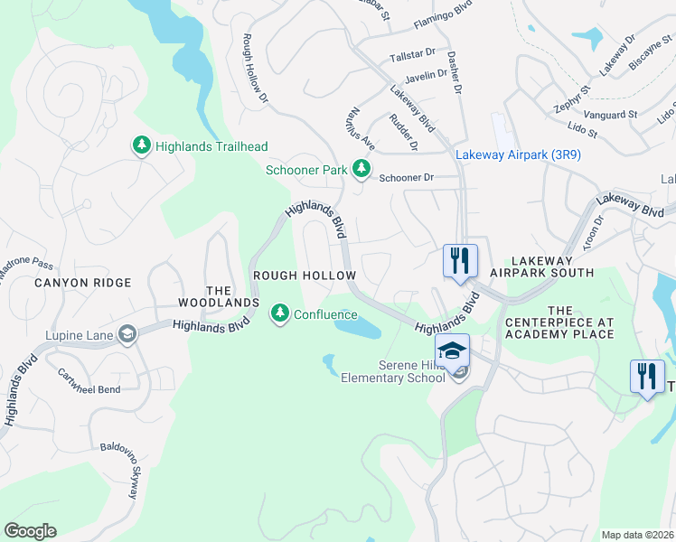 map of restaurants, bars, coffee shops, grocery stores, and more near 107 Bisset Court in Austin