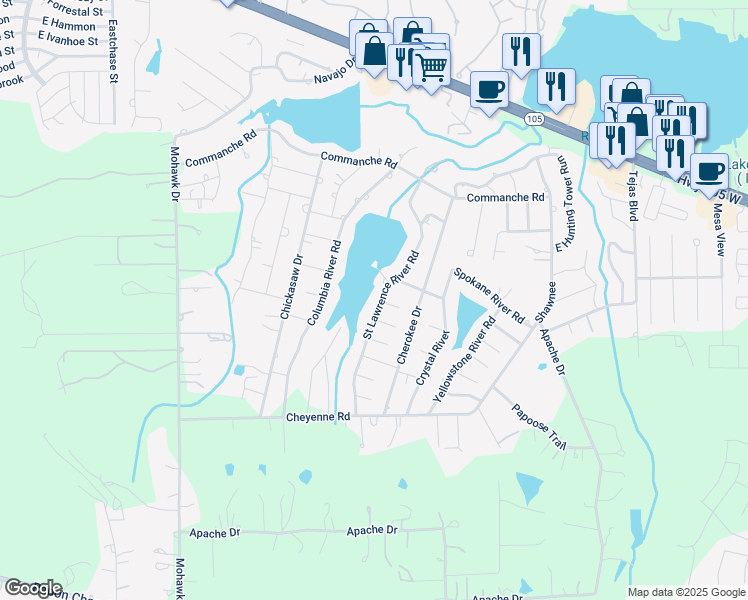 map of restaurants, bars, coffee shops, grocery stores, and more near 800 Saint Lawrence River Road in Montgomery