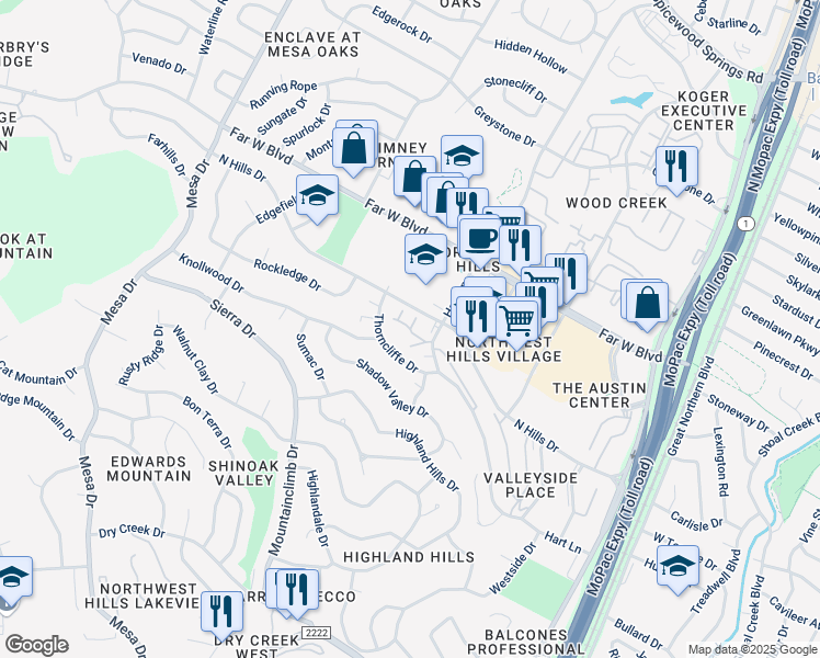 map of restaurants, bars, coffee shops, grocery stores, and more near 6910 Hart Lane in Austin