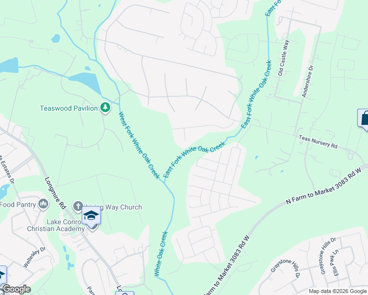 map of restaurants, bars, coffee shops, grocery stores, and more near 3004 Teas Crossing Court in Conroe