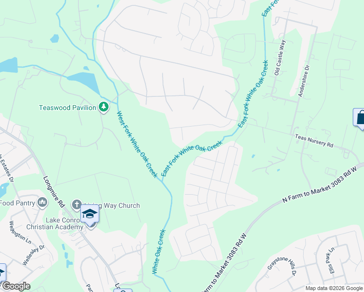 map of restaurants, bars, coffee shops, grocery stores, and more near 3004 Teas Crossing Court in Conroe