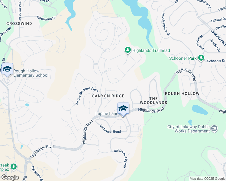 map of restaurants, bars, coffee shops, grocery stores, and more near Pierce Range Drive in Travis County