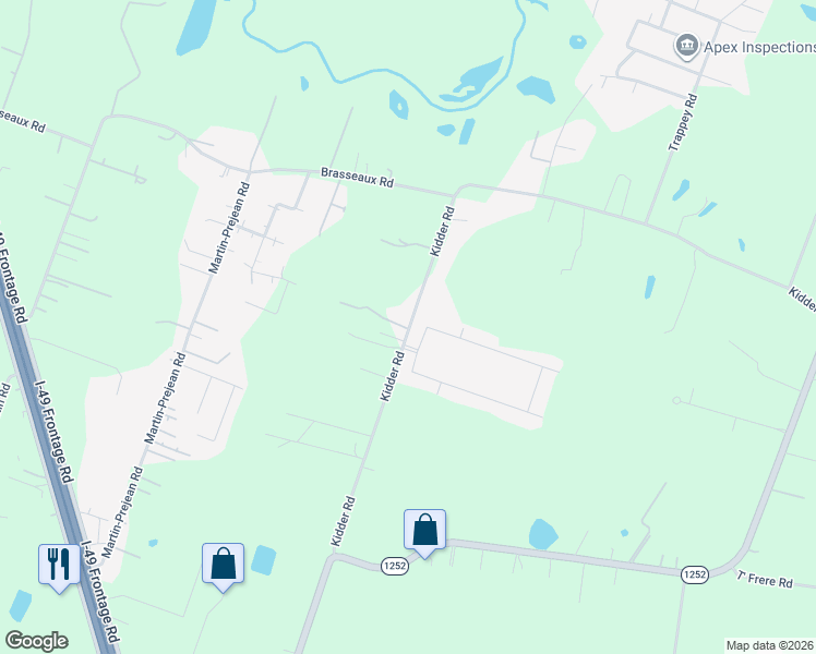 map of restaurants, bars, coffee shops, grocery stores, and more near 515 Kidder Road in Carencro
