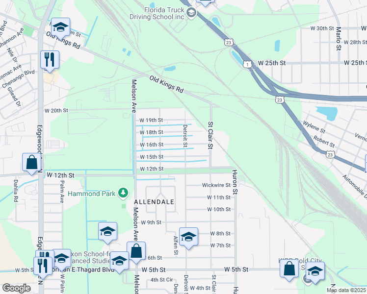 map of restaurants, bars, coffee shops, grocery stores, and more near 2979 West 15th Street in Jacksonville