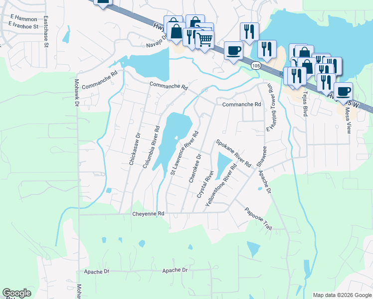 map of restaurants, bars, coffee shops, grocery stores, and more near 702 Natchez River Circle in Montgomery
