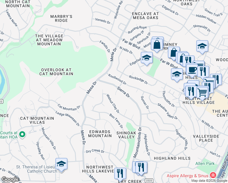 map of restaurants, bars, coffee shops, grocery stores, and more near in Austin