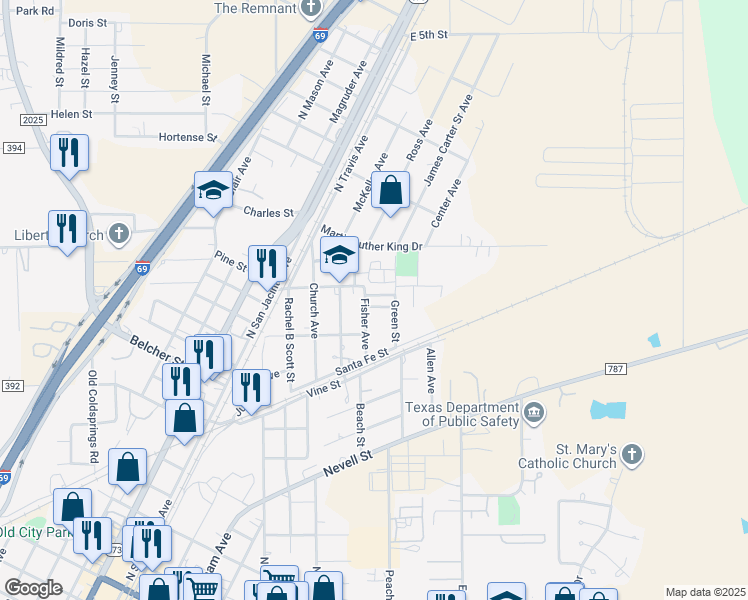 map of restaurants, bars, coffee shops, grocery stores, and more near 1026 Green Avenue in Cleveland