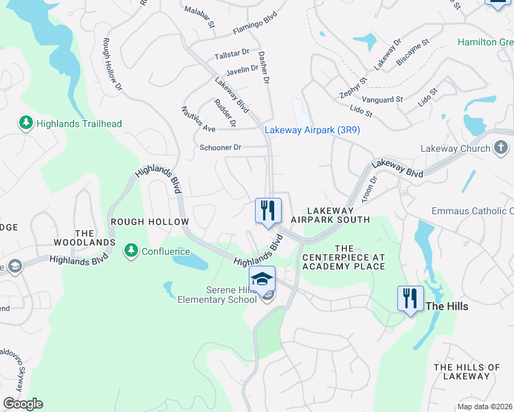 map of restaurants, bars, coffee shops, grocery stores, and more near 140 World of Tennis in Lakeway