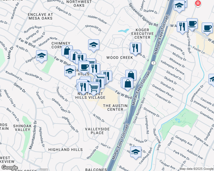 map of restaurants, bars, coffee shops, grocery stores, and more near in Austin
