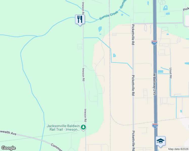 map of restaurants, bars, coffee shops, grocery stores, and more near 2162 Sotterley Lane in Jacksonville