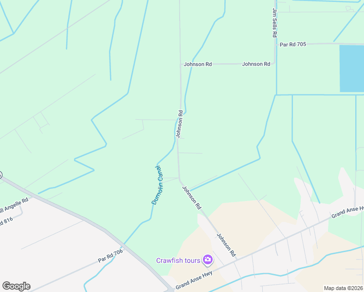 map of restaurants, bars, coffee shops, grocery stores, and more near 1136 Johnson Road in Breaux Bridge