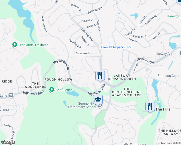 map of restaurants, bars, coffee shops, grocery stores, and more near 204 Maxwell Way in Lakeway
