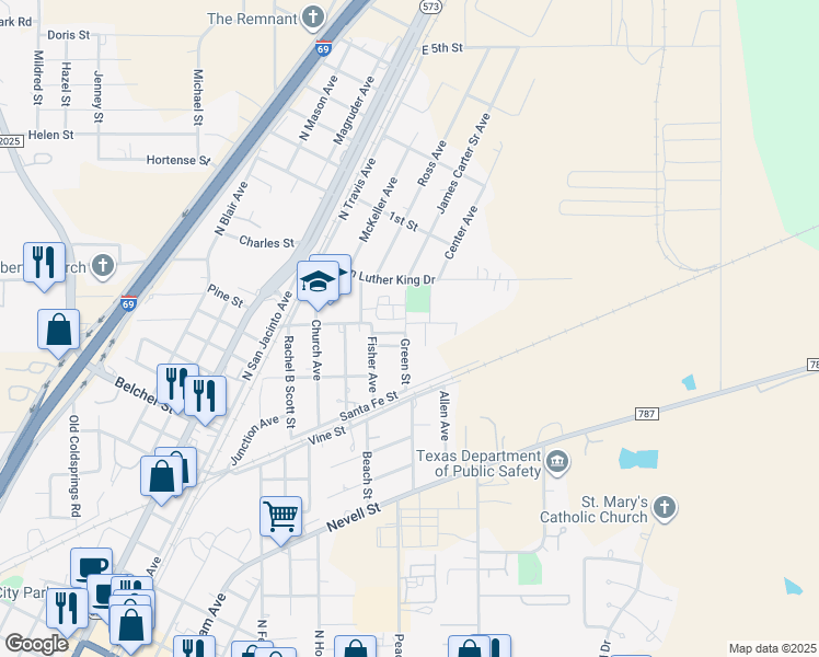 map of restaurants, bars, coffee shops, grocery stores, and more near 1026 Green Avenue in Cleveland