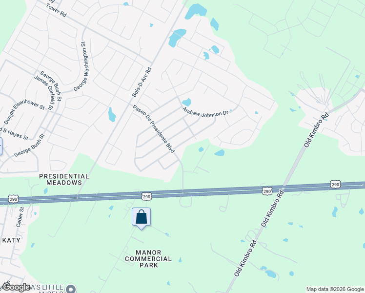 map of restaurants, bars, coffee shops, grocery stores, and more near 19517 W.T. Gallaway Street in Manor