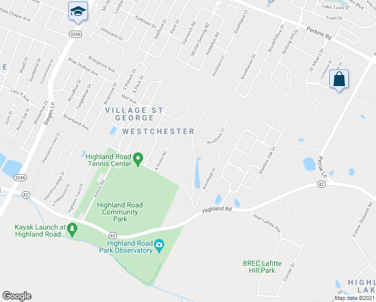 map of restaurants, bars, coffee shops, grocery stores, and more near 535 Woodleigh Drive in Baton Rouge