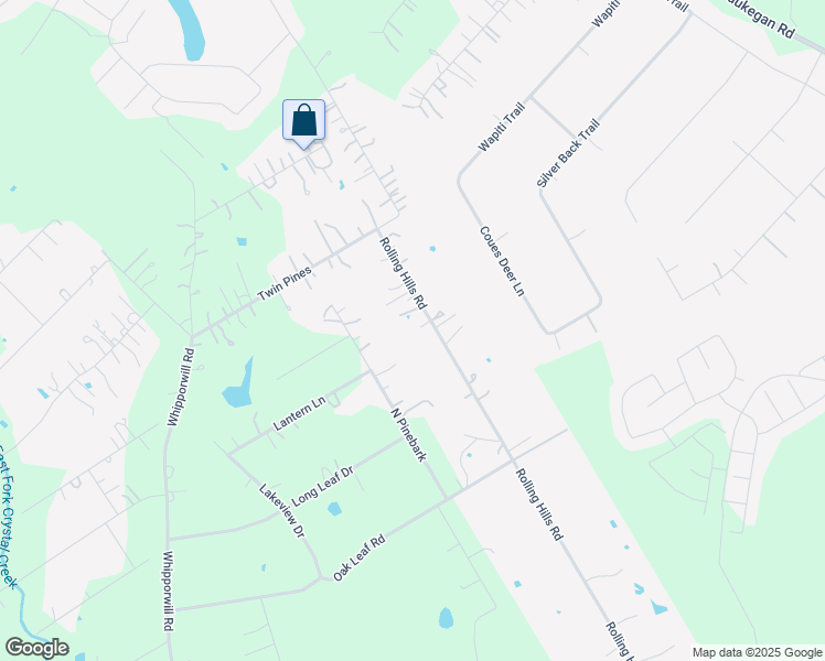 map of restaurants, bars, coffee shops, grocery stores, and more near 4555 Rolling Hills Road in Conroe
