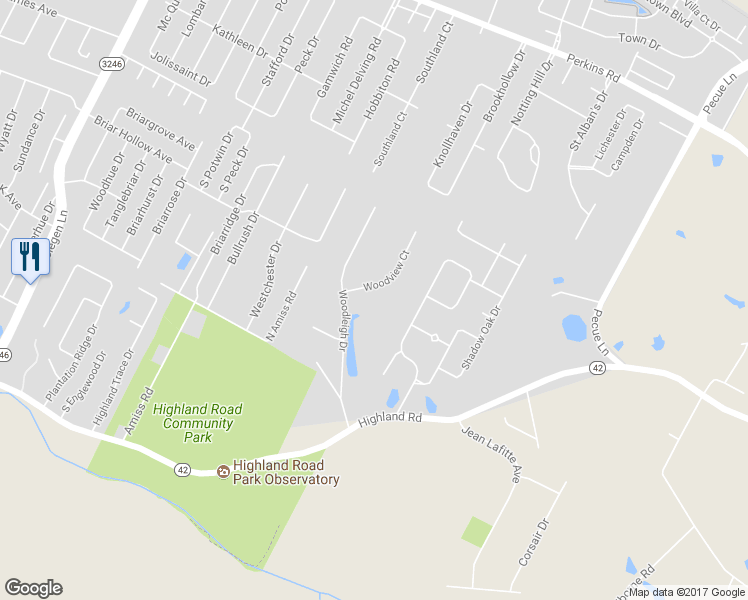 map of restaurants, bars, coffee shops, grocery stores, and more near 632 Woodview Court in Baton Rouge