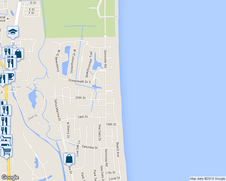 map of restaurants, bars, coffee shops, grocery stores, and more near 2233 Seminole Landing Road in Atlantic Beach