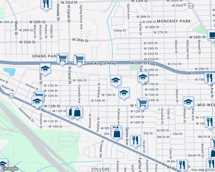 map of restaurants, bars, coffee shops, grocery stores, and more near 2618 Mc Millan Street in Jacksonville