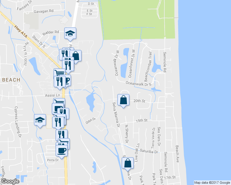 map of restaurants, bars, coffee shops, grocery stores, and more near 2039 Selva Marina Drive in Atlantic Beach