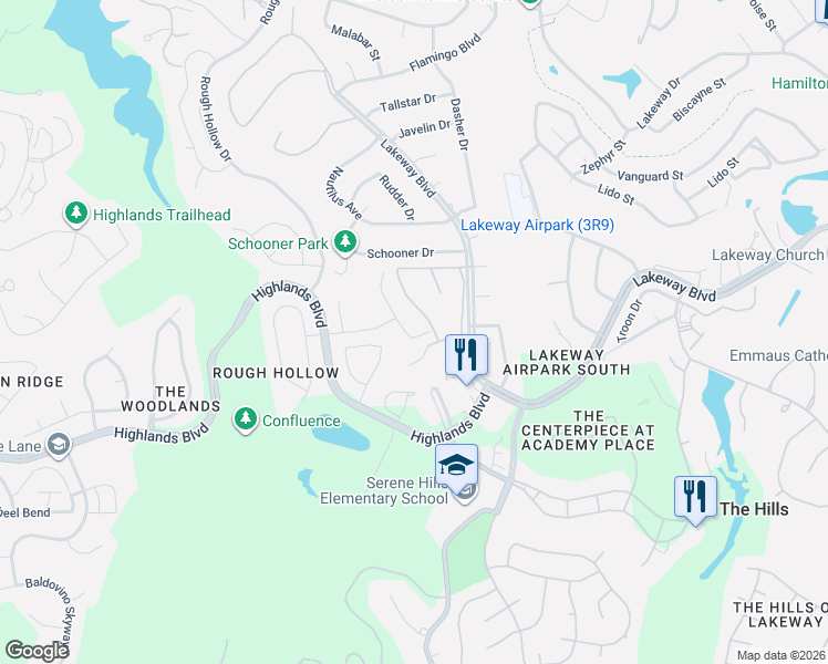 map of restaurants, bars, coffee shops, grocery stores, and more near 201 Maxwell Way in Lakeway