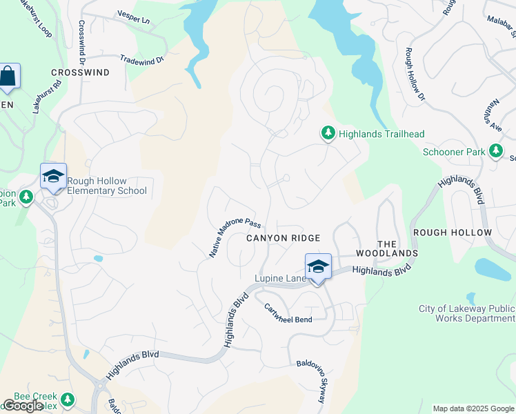 map of restaurants, bars, coffee shops, grocery stores, and more near 301 Enchanted Hilltop Way in Lakeway