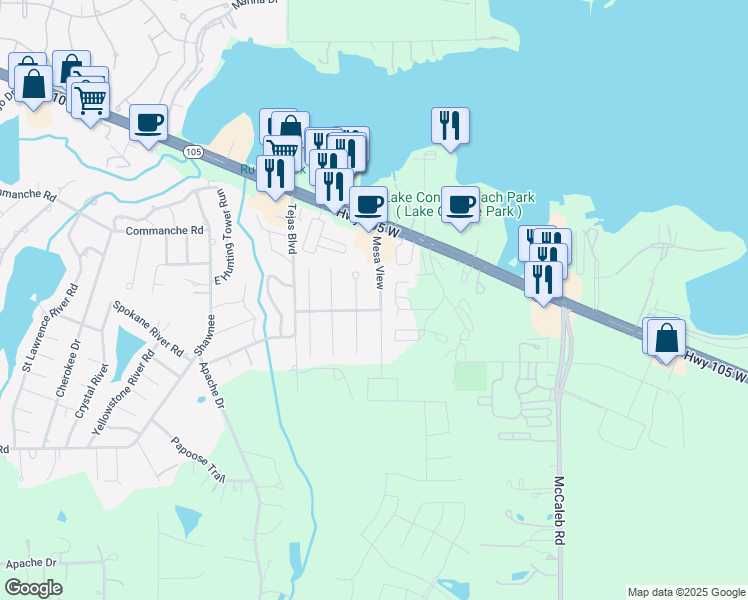 map of restaurants, bars, coffee shops, grocery stores, and more near 244 Mesa View in Montgomery