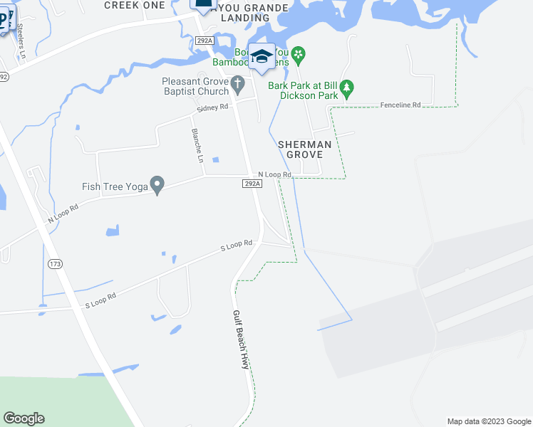 map of restaurants, bars, coffee shops, grocery stores, and more near 9447 Gulf Beach Highway in Pensacola
