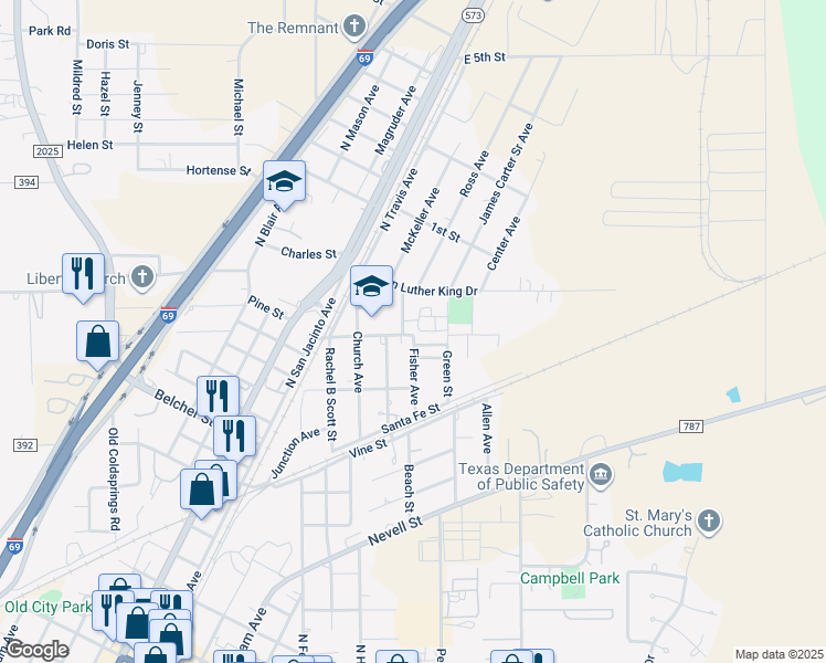 map of restaurants, bars, coffee shops, grocery stores, and more near 901 Sam Wiley Drive in Cleveland