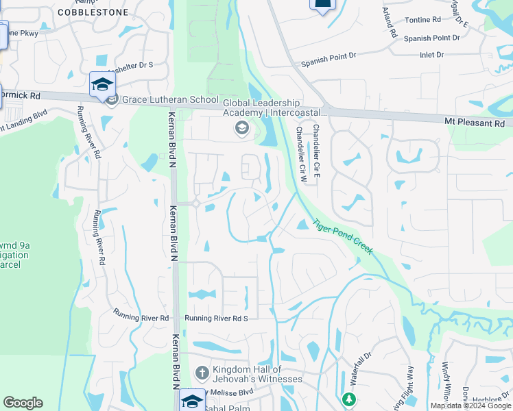 map of restaurants, bars, coffee shops, grocery stores, and more near 1640 Forest Creek Drive in Jacksonville
