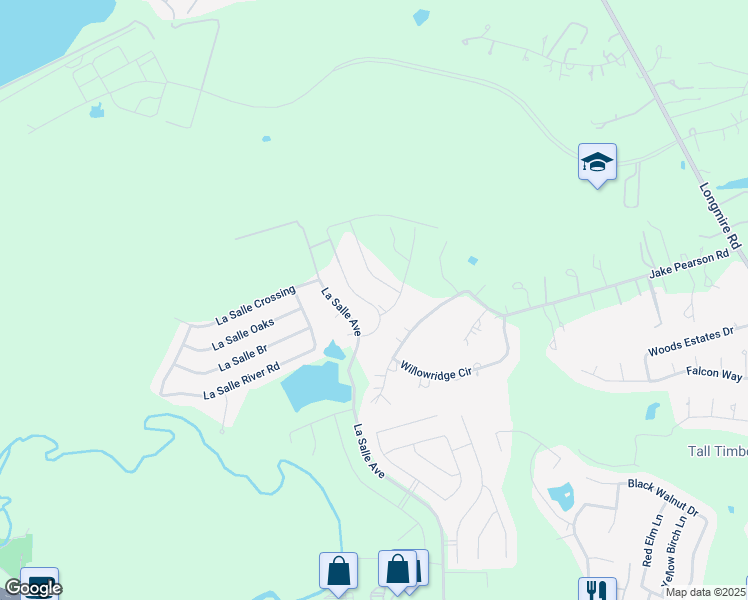 map of restaurants, bars, coffee shops, grocery stores, and more near 11624 Willowridge Circle in Conroe