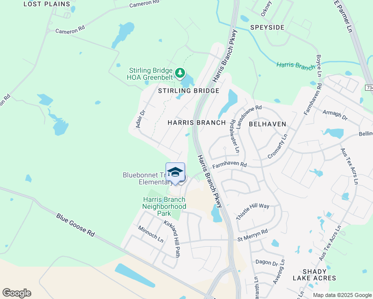 map of restaurants, bars, coffee shops, grocery stores, and more near 11537 Arbroath Lane in Austin