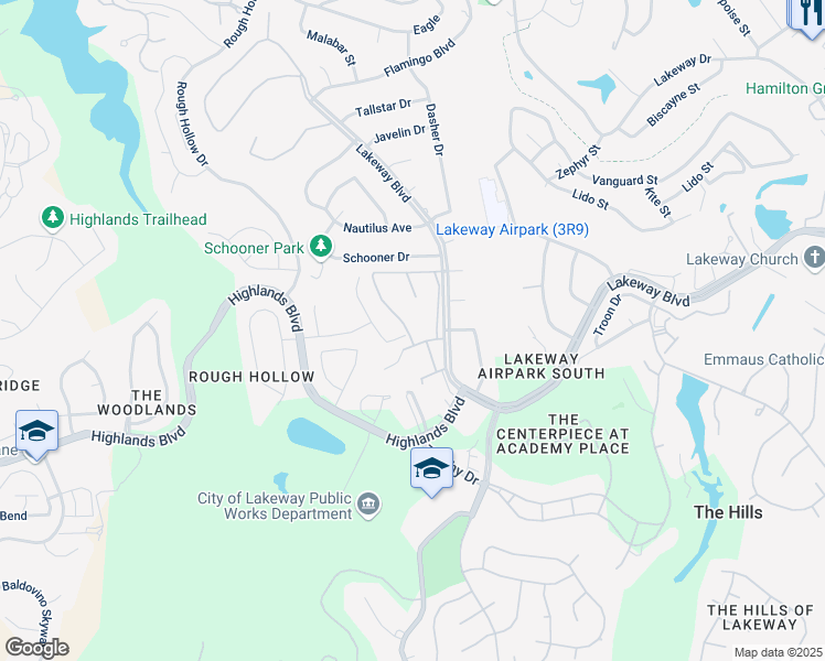 map of restaurants, bars, coffee shops, grocery stores, and more near 204 Maxwell Way in Lakeway