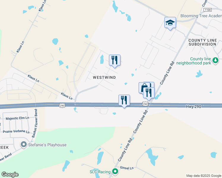 map of restaurants, bars, coffee shops, grocery stores, and more near 18440 Sun Haven Cove in Elgin