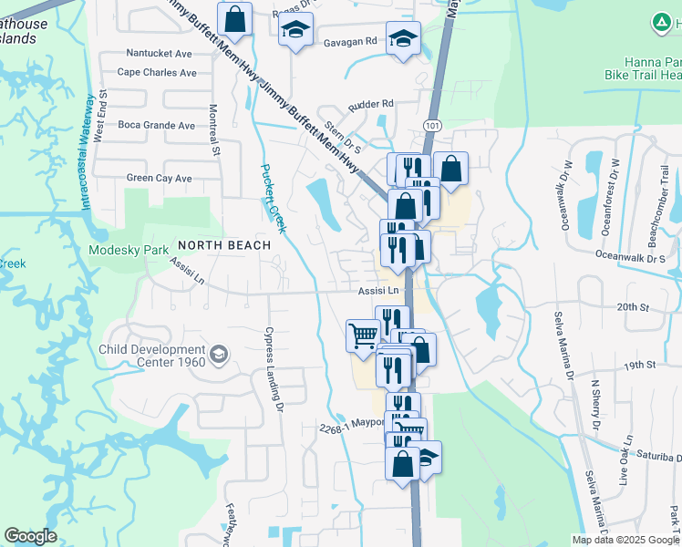 map of restaurants, bars, coffee shops, grocery stores, and more near 905 Assisi Lane in Jacksonville